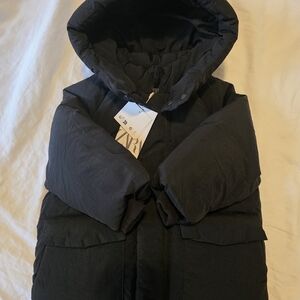 Zara Kids Charcoal Hooded Puffer Coat